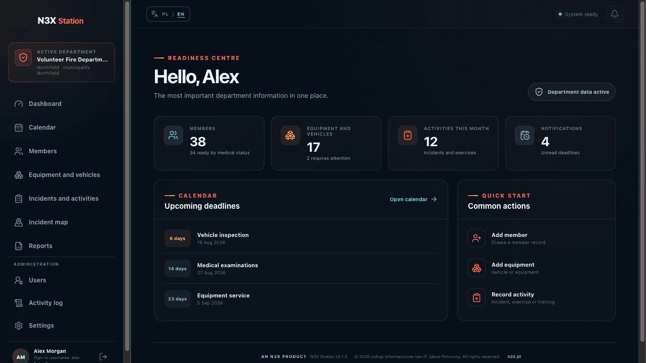 N3X Remiza interface